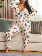 Christmas Print Long Sleeve Jumpsuit