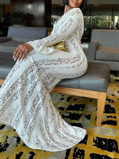 Off Shoulder Lace Maxi Dress