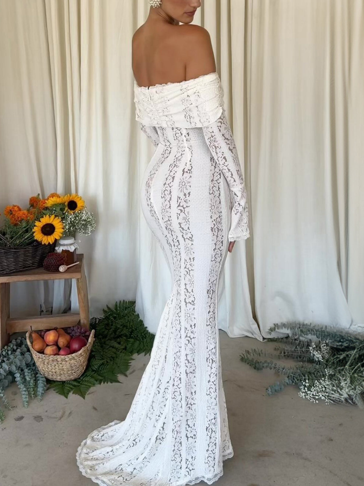Off Shoulder Lace Maxi Dress