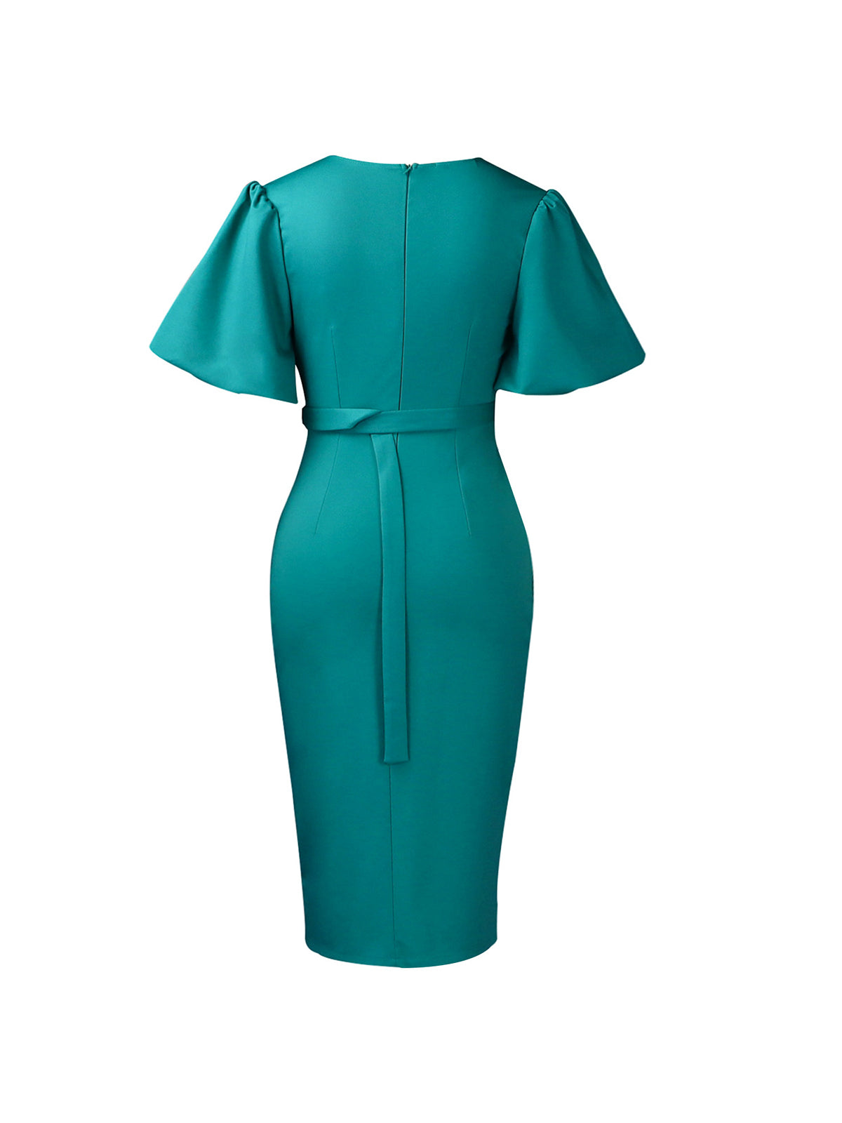 Elegant Lantern Sleeve Midi Dress