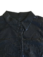 Camisas ajustadas de manga larga con patchwork de lentejuelas