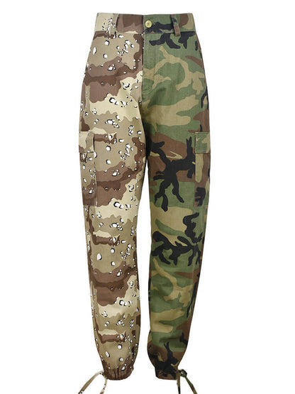 Camouflage Print Patchwork Long Pants