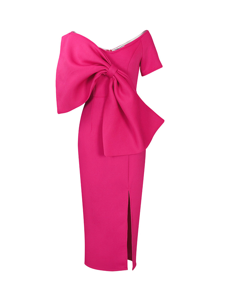 Bow Tie Slit Maxi Dress