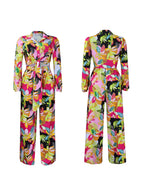 Printed Two-Piece Shirt & Wide-Leg Pants