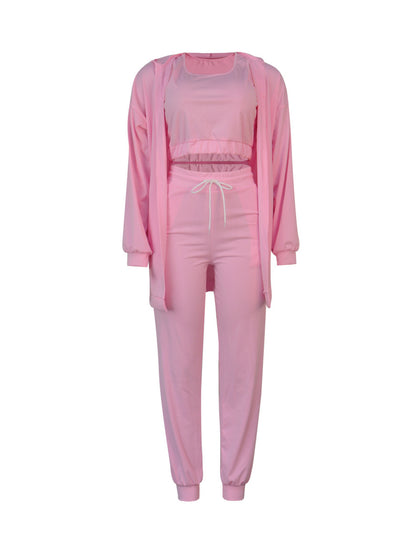 Three Piece Crop Top Jacket Jogger Set