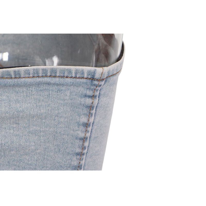 Conjunto de pantalón largo y top corto sin tirantes de mezclilla