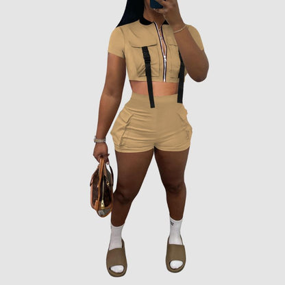 Conjunto cargo casual de color sólido