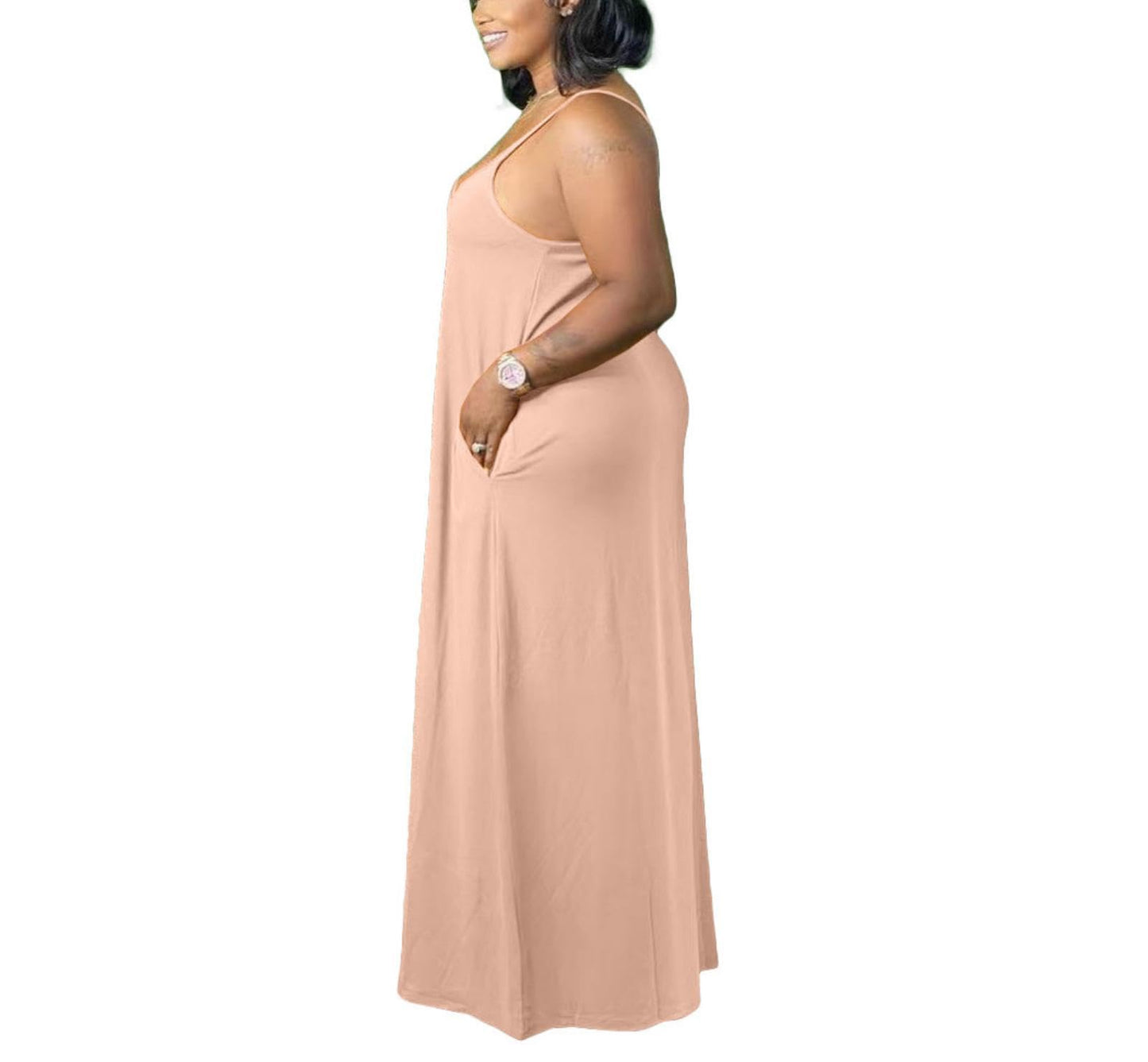 Plus Size Strap Maxi Dress With Pockets