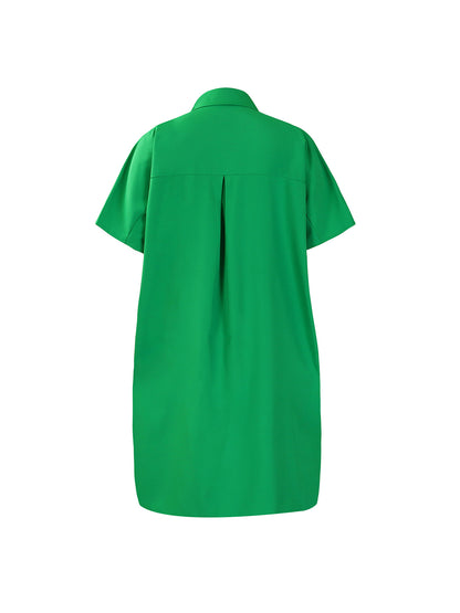 Studded Trim Oversized Shirt Midi Dress