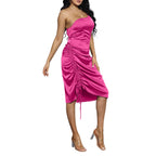 Spaghetti Strap Drawstring Ruched Dress