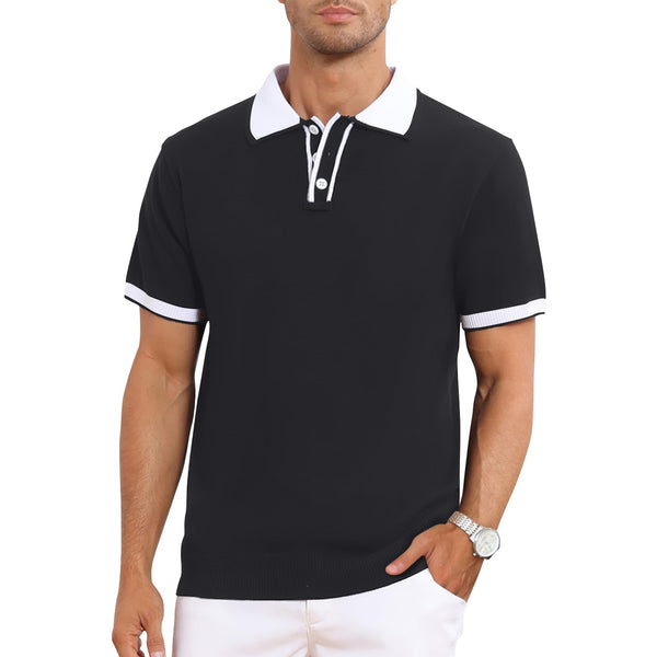 Mens Short Sleeve Knitted Polo Shirt