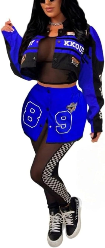 Chaqueta con estampado de bordado de manga larga desmontable