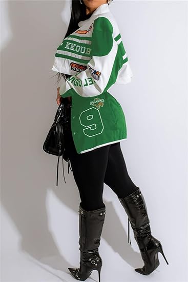 Abrigos de béisbol con bloques de color y estampado de letras desmontables