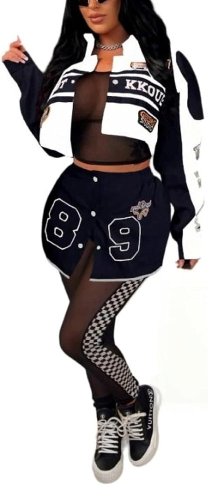 Chaqueta con estampado de bordado de manga larga desmontable