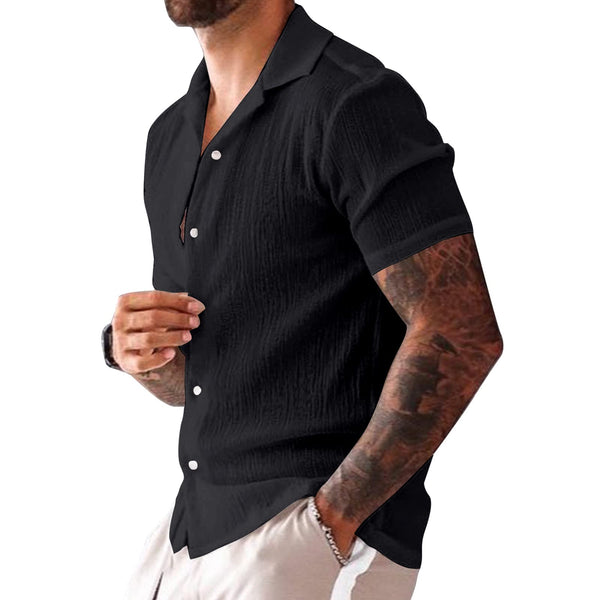 Mens Linen Cotton Short Sleeve Shirts