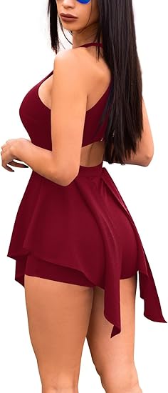 Mono irregular sin mangas con cremallera y cuello halter