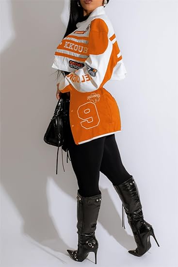 Abrigos de béisbol con bloques de color y estampado de letras desmontables