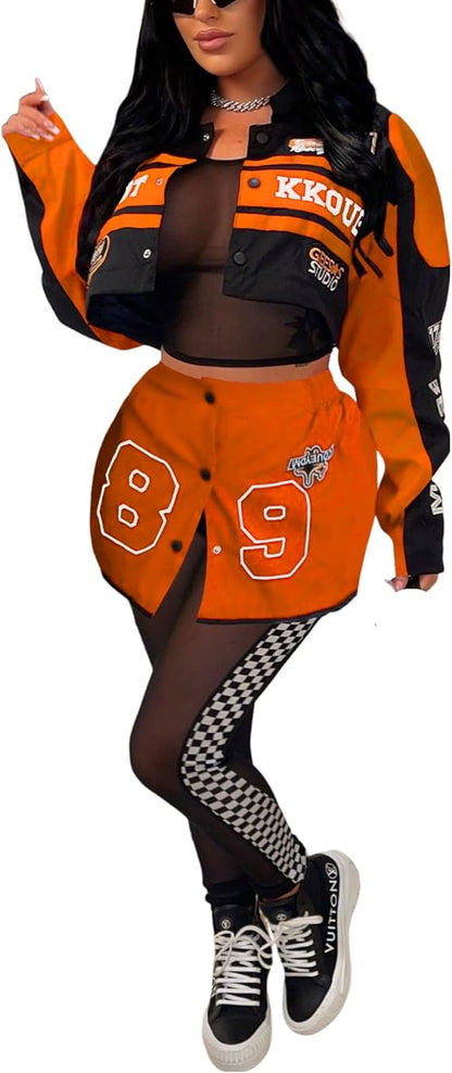 Chaqueta con estampado de bordado de manga larga desmontable