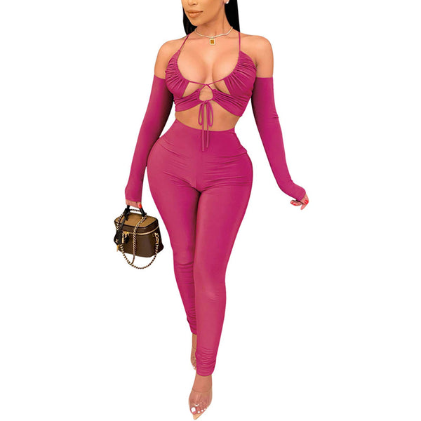 Backless Bodycon 2-Piece Tracksuit