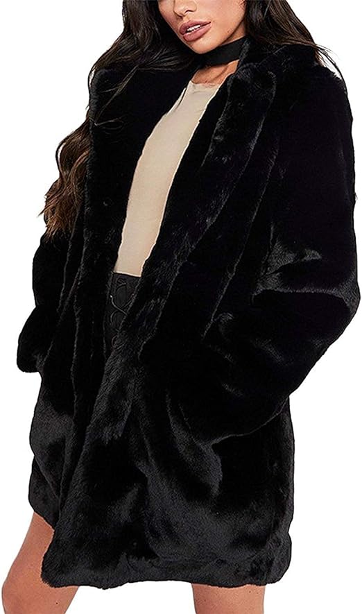 Plush Long Sleeve Warm Lapel Coat