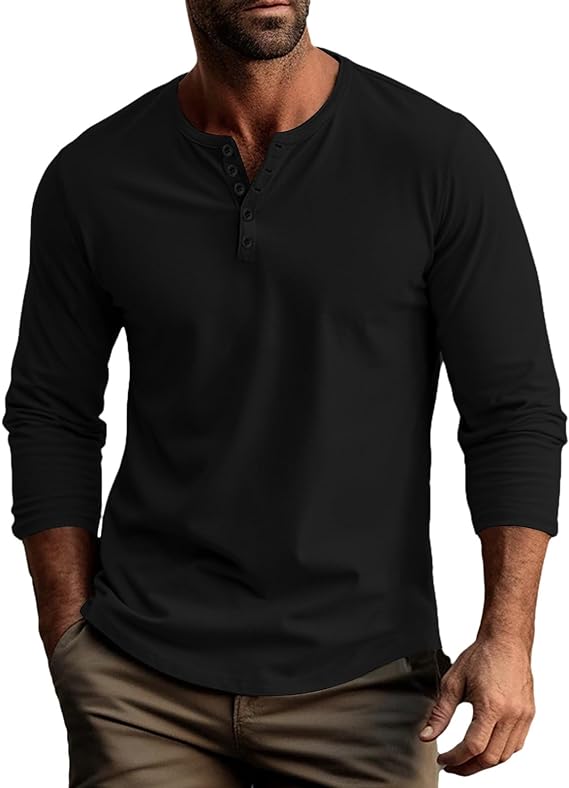 Men's Long Sleeve Henley T-Shirt