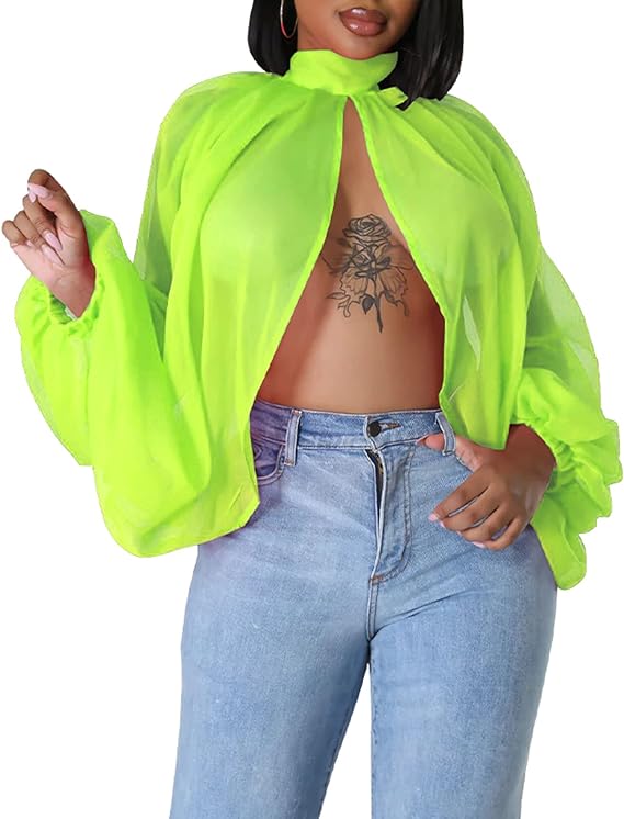 Blusa de gasa de manga larga con murciélago