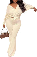 Two Piece Crop Top Wide Leg Pants