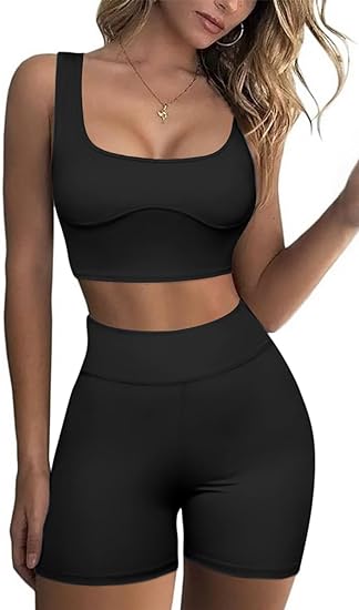 Two Piece Seamless Crop Tops & Tight Pants