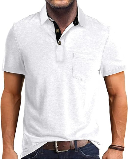 Polo de manga corta para hombre con bolsillo