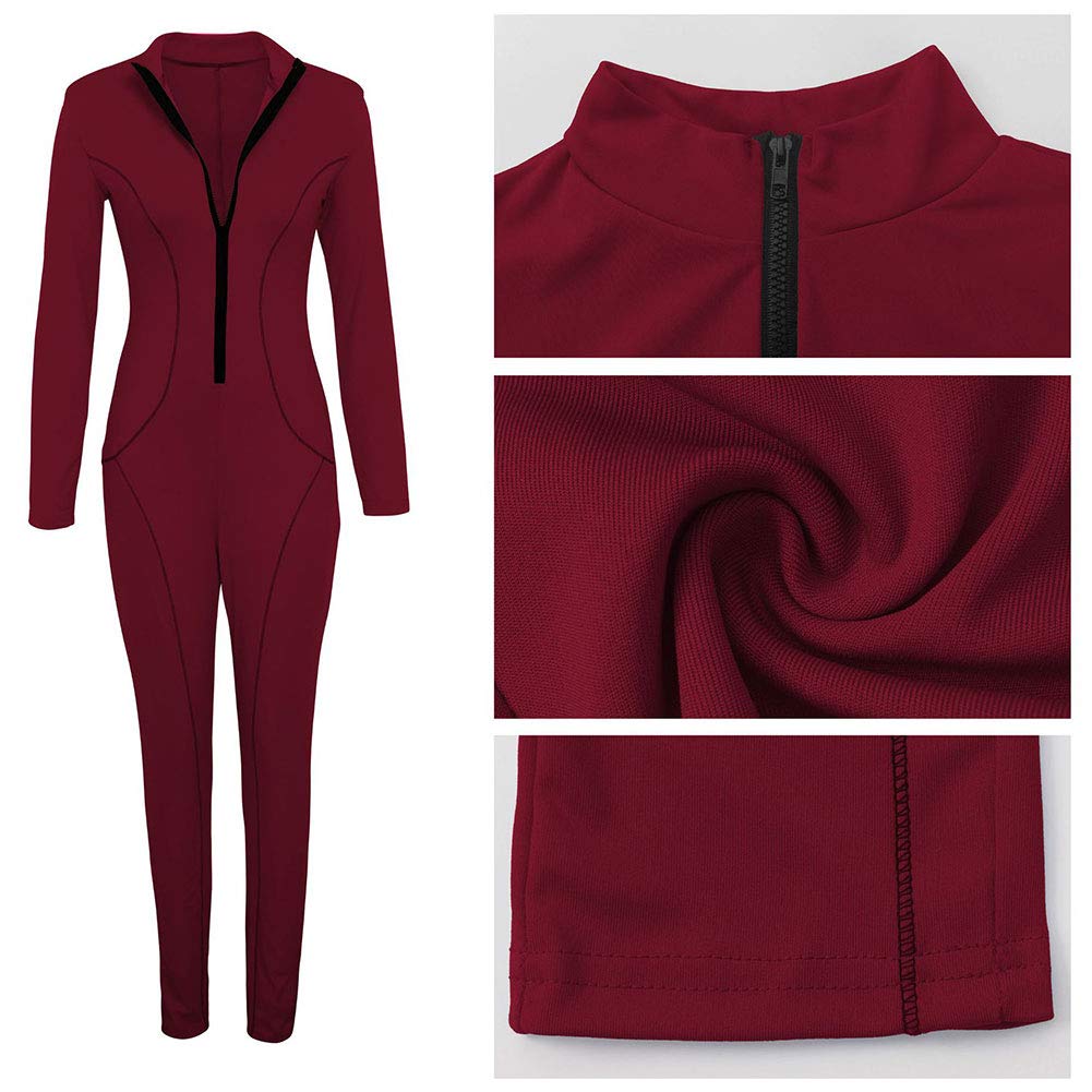 V Neck Long Sleeve Bodycon Jumpsuit