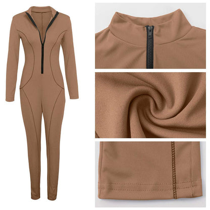 V Neck Long Sleeve Bodycon Jumpsuit