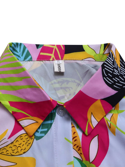 Printed Two-Piece Shirt & Wide-Leg Pants