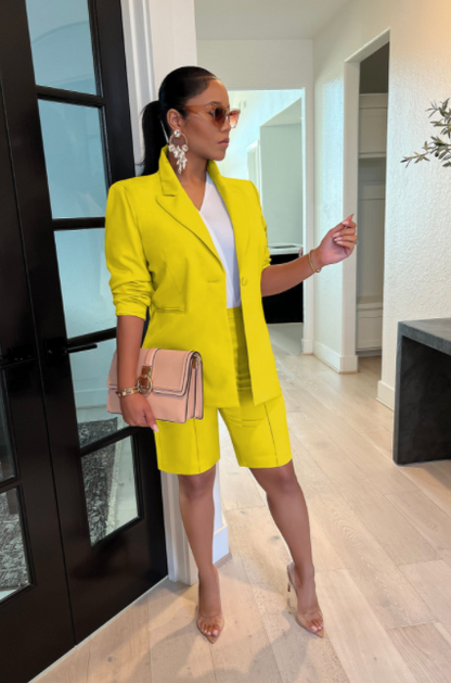 Conjuntos de pantalones cortos tipo blazer de manga larga de dos piezas