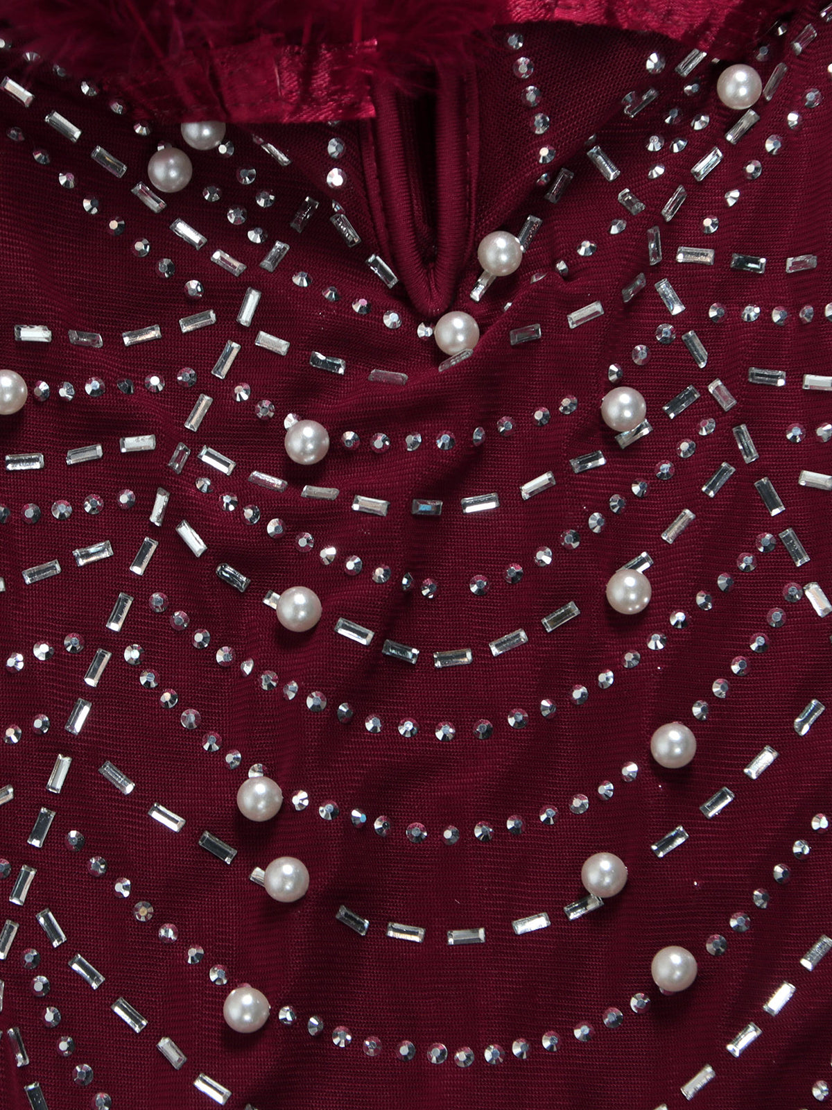 Feather Rhinestone Strapless Mini Dress