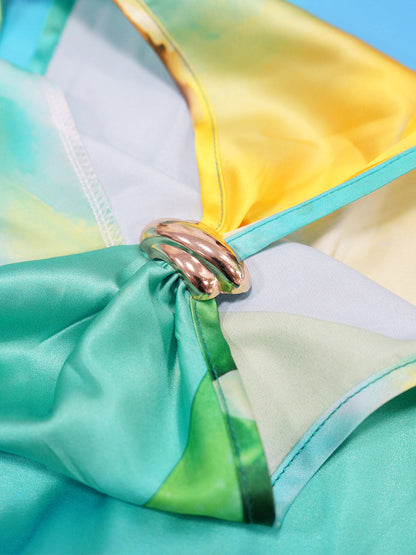 Asymmetric Tie Dye Cutout Romper