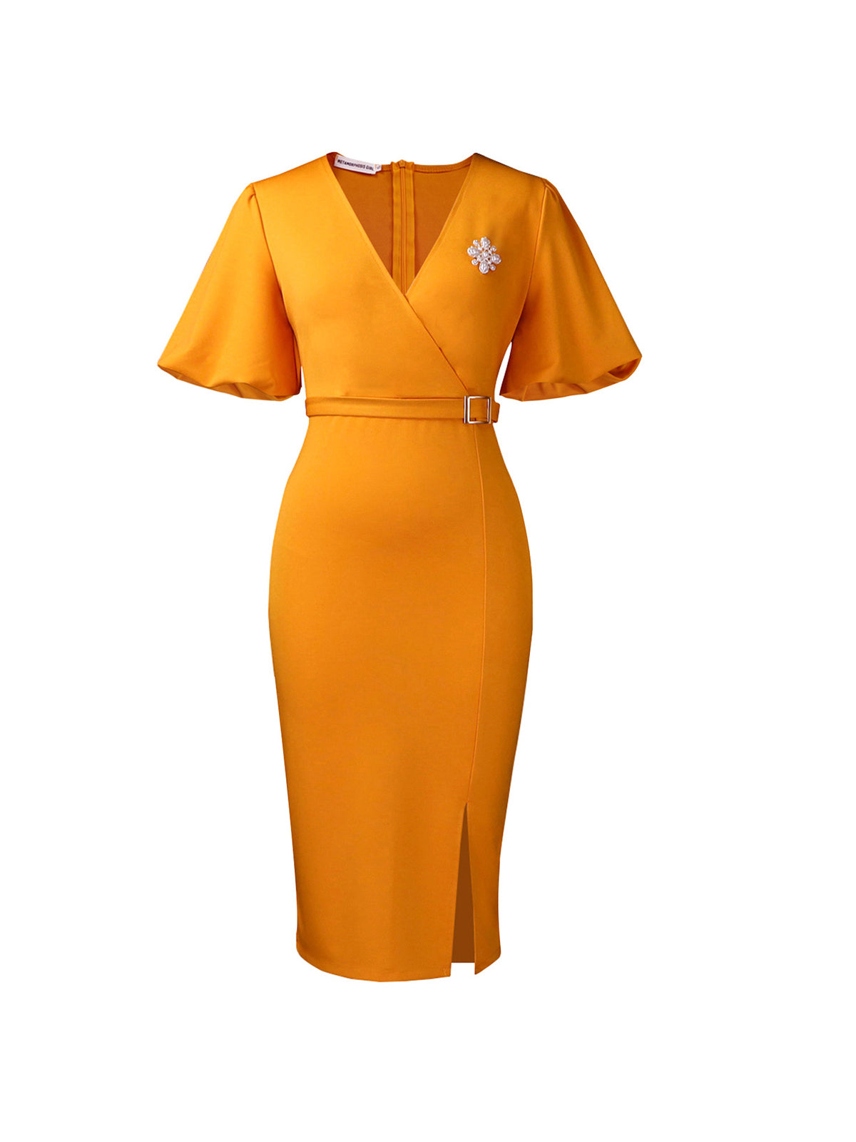 Elegant Lantern Sleeve Midi Dress