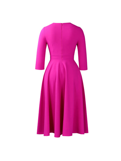 Plus Size Square Neck Pleated Dress