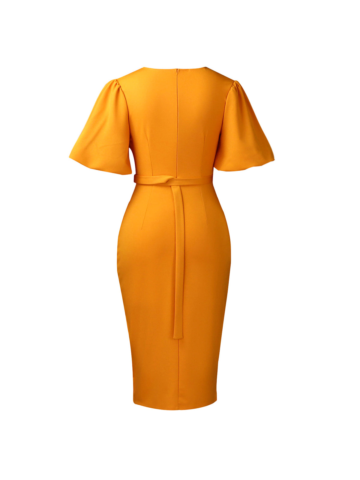 Elegant Lantern Sleeve Midi Dress