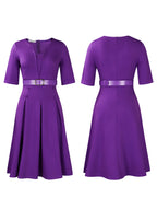 Plus Size Solid Color Half Sleeve Dress