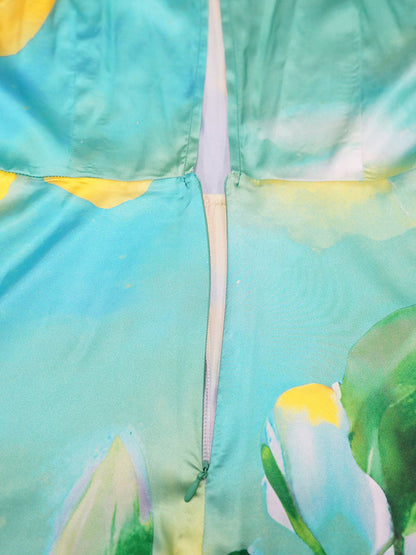 Asymmetric Tie Dye Cutout Romper