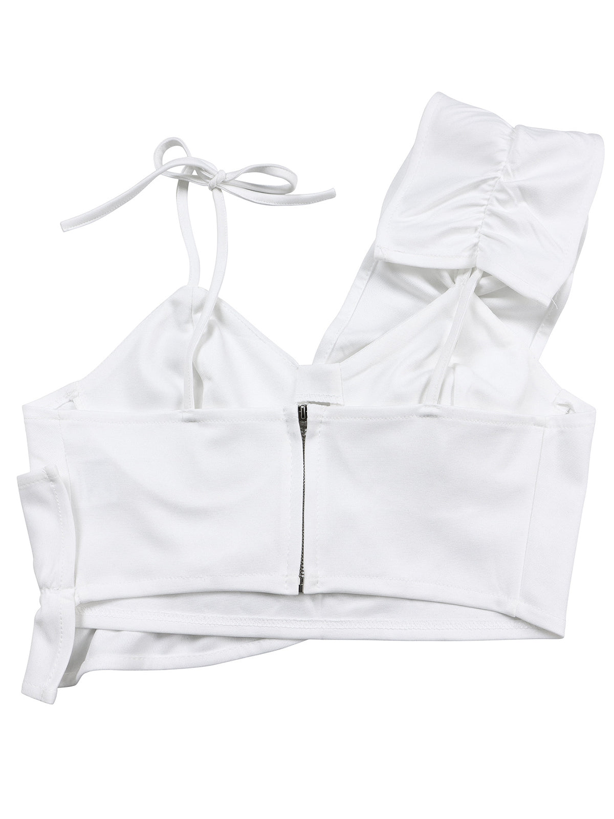 One-Shoulder Ruffle Pleated Pants Set