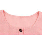 Conjunto de pantalón de pierna ancha y top con cuello cuadrado abotonado