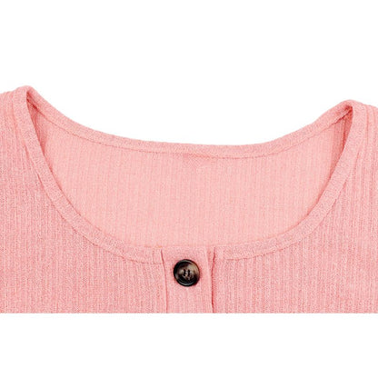 Conjunto de pantalón de pierna ancha y top con cuello cuadrado abotonado