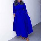 Solid Color Tie-up Dress