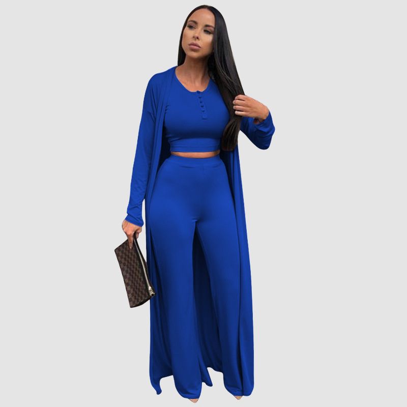 Conjunto casual de tres piezas de color sólido