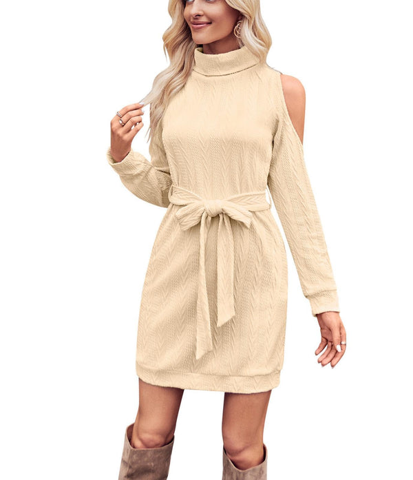 Long Sleeve Crewneck Bodycon Mini Sweater Dress