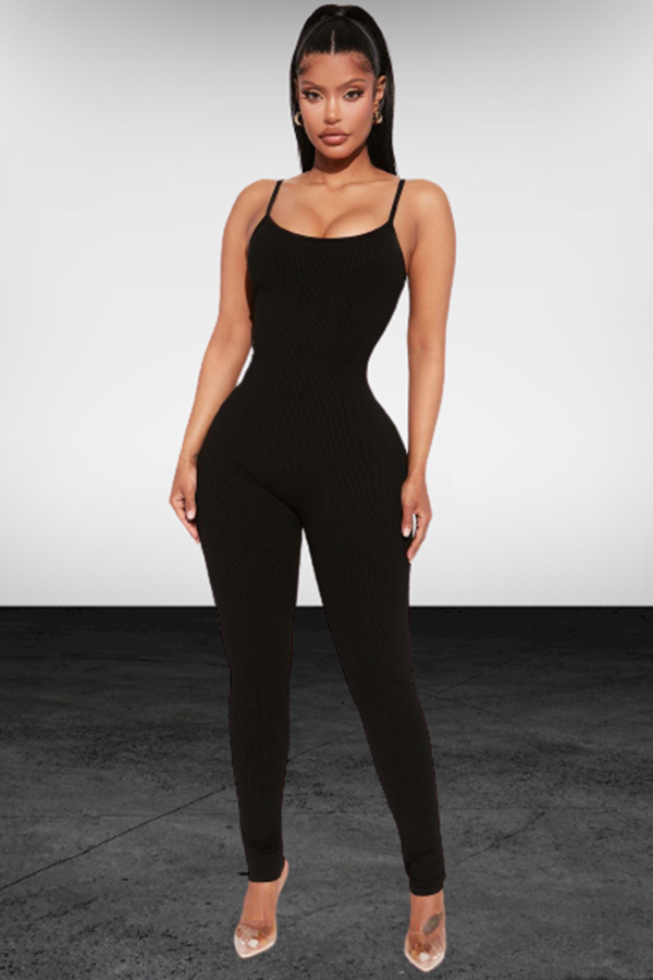 Sleeveless One Piece Ribbed Jumpsuits