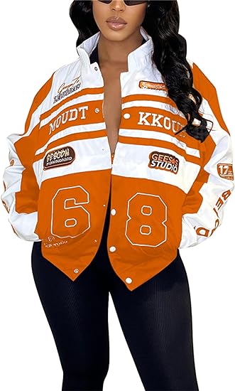 Abrigos de béisbol con bloques de color y estampado de letras desmontables