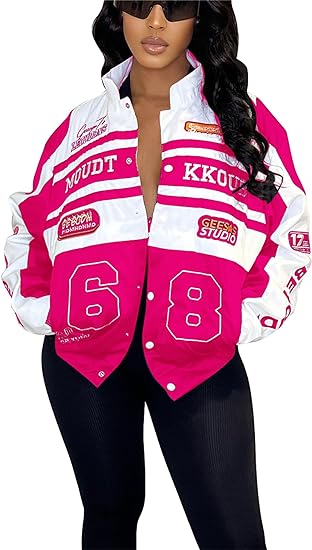 Abrigos de béisbol con bloques de color y estampado de letras desmontables