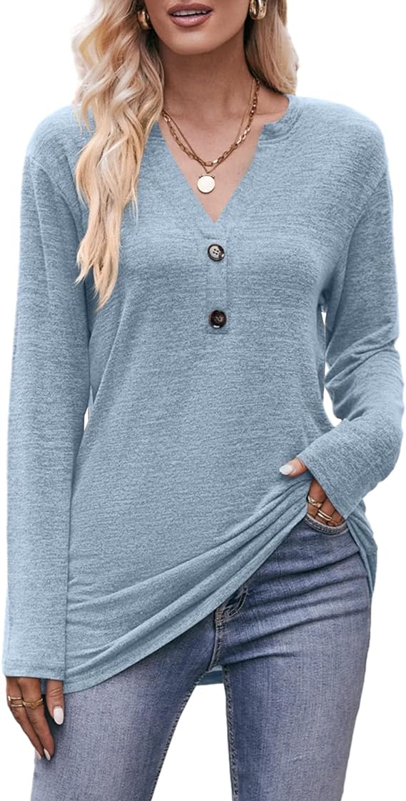 Long Sleeve Solid Color Tops